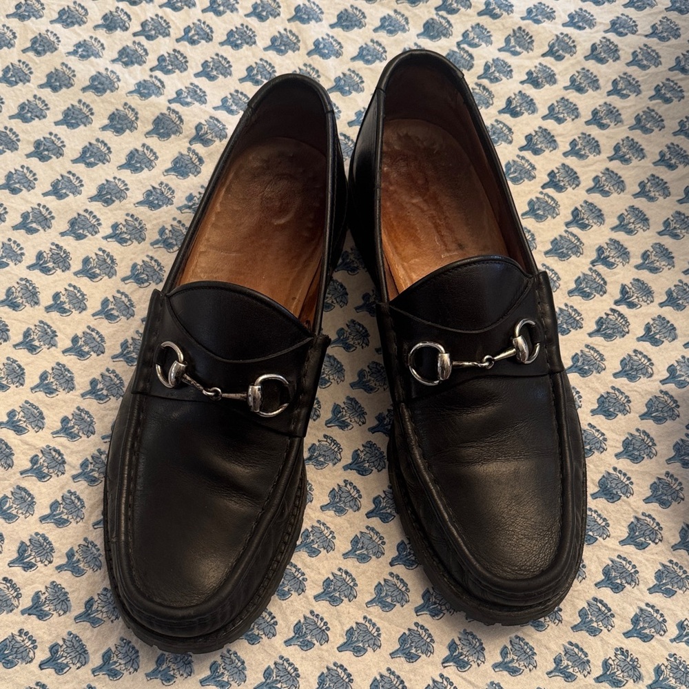 Men's Black Leather Gucci Loafers size 10 1/2